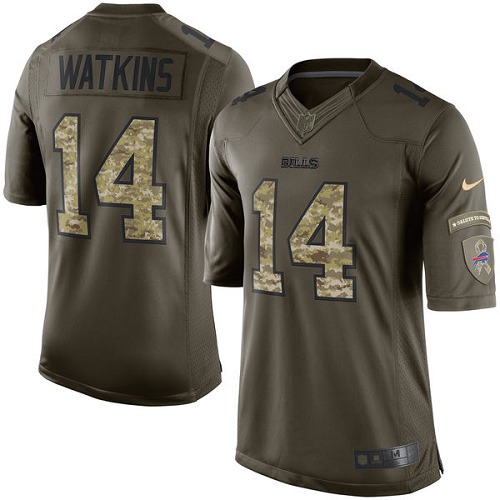 Men's Limited Sammy Watkins Nike Jersey Green - #14 Salute to Service NFL Buffalo Bills